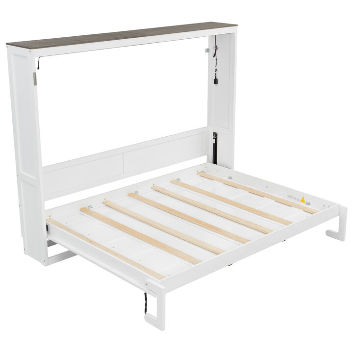 Merax Murphy Bed with Desk & LED Light