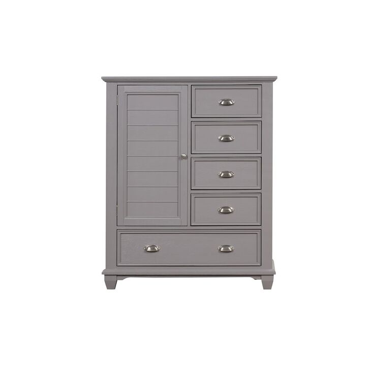 New Classic Furniture Jamestown Wood 5-Drawer Door Chest, Gray