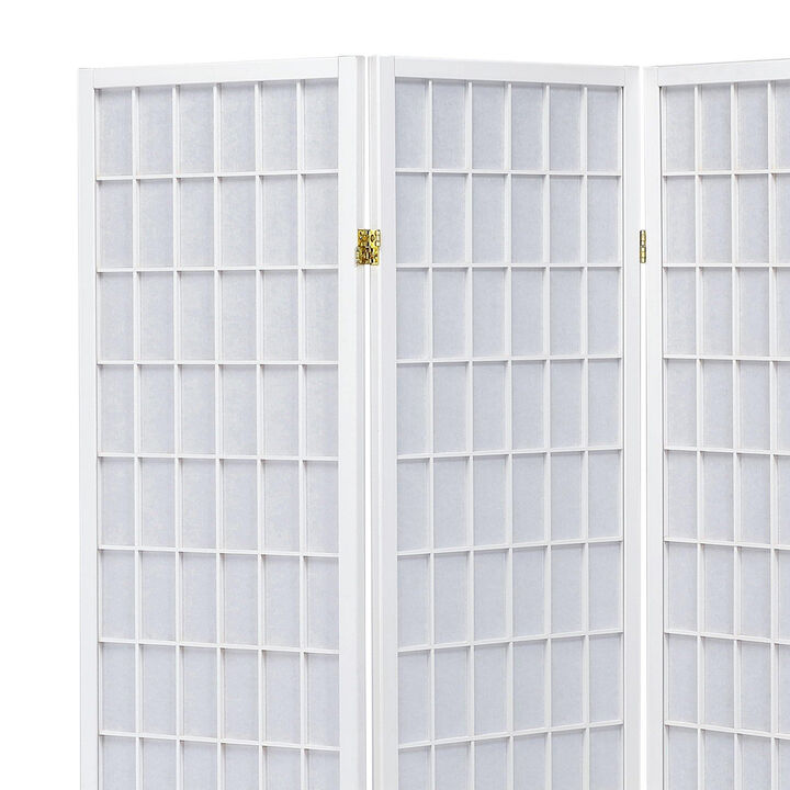 Contemporary Style Four Panel Folding Screen, White - Benzara