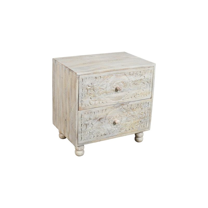 Cory 2-Drawer Nightstand in Distressed White