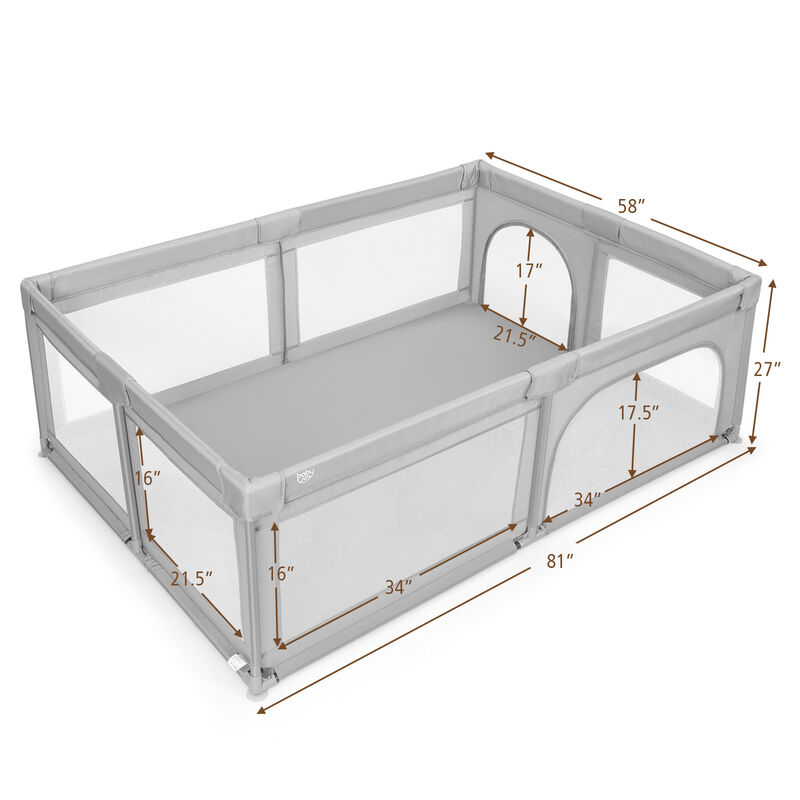 50 Ocean Balls and Extra-Large Safety Baby Fence &ndash; Gray Play Set