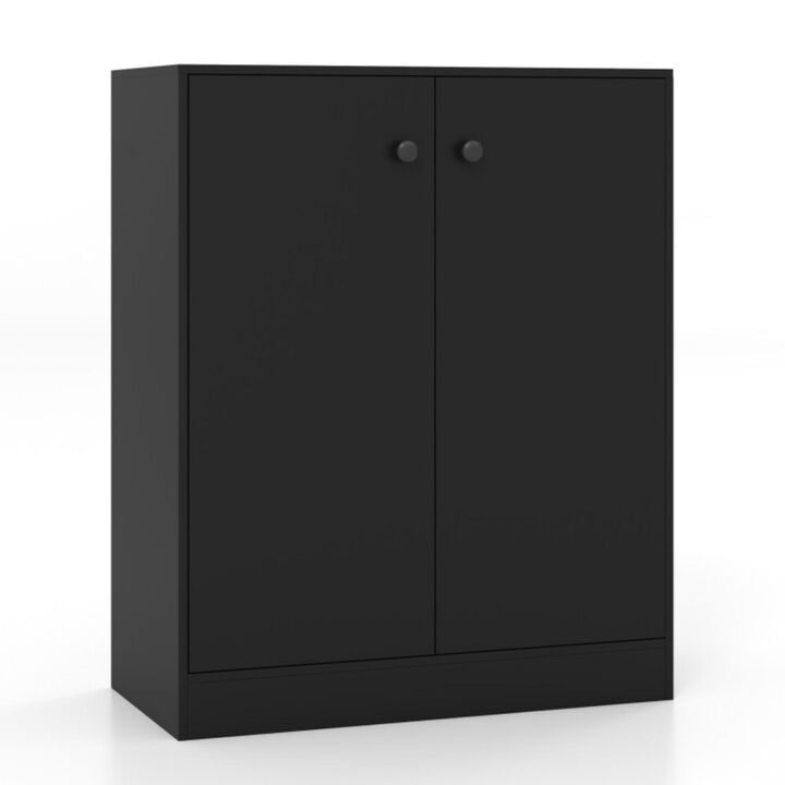 Hivvago 2-Door Modern Floor Storage Cabinet with 3-Tier Shelf-Black