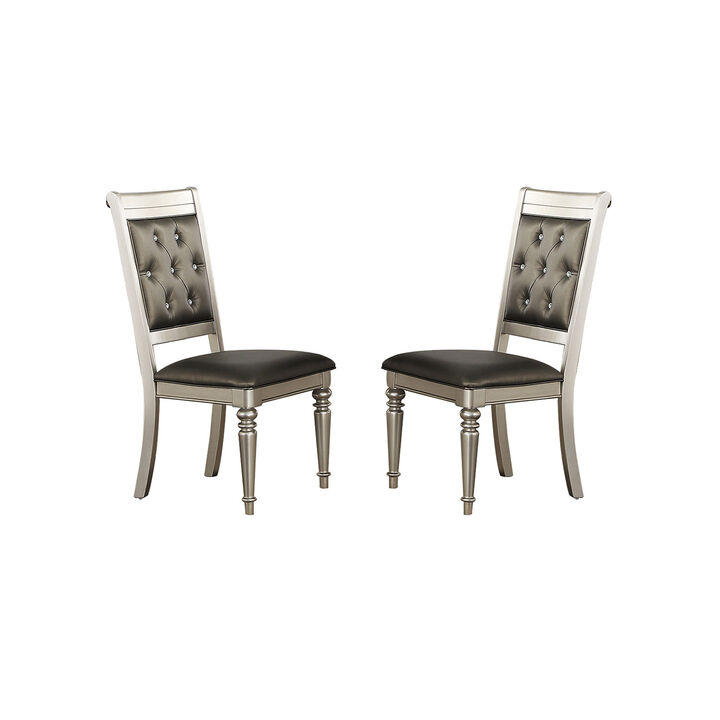 Streamdale Dining Chairs With Tufted Back, Silver(Set Of 2)