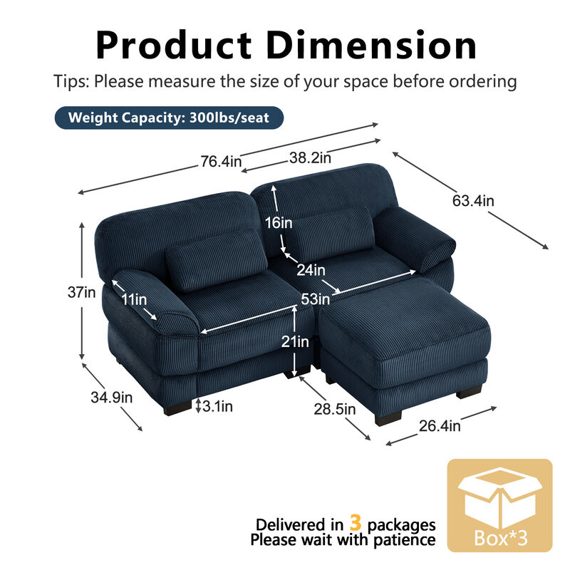 Rongir 2-Seater Sofa with Ottoman image number 9