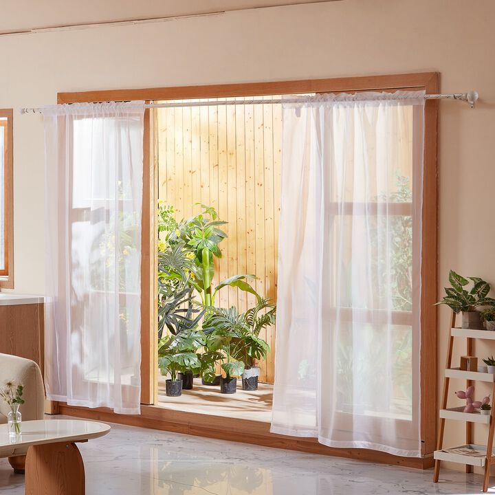 Sheer Window Curtains Set of 2, Polyester Drapes with Dual Rod Pocket Design