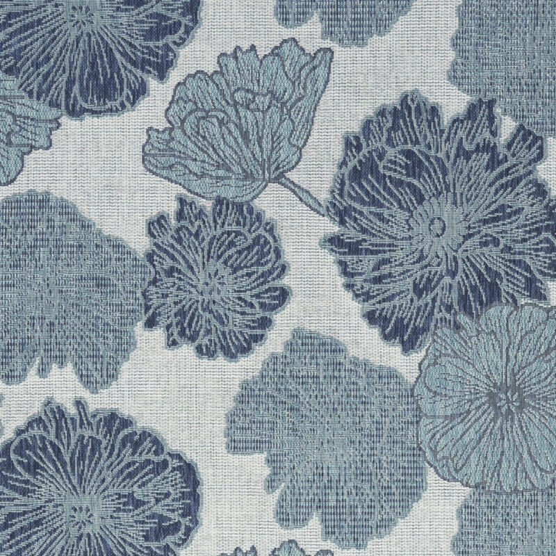 HomeRoots 6' X 9' Navy Blue And Ivory Floral Indoor Outdoor Area Rug image number 3