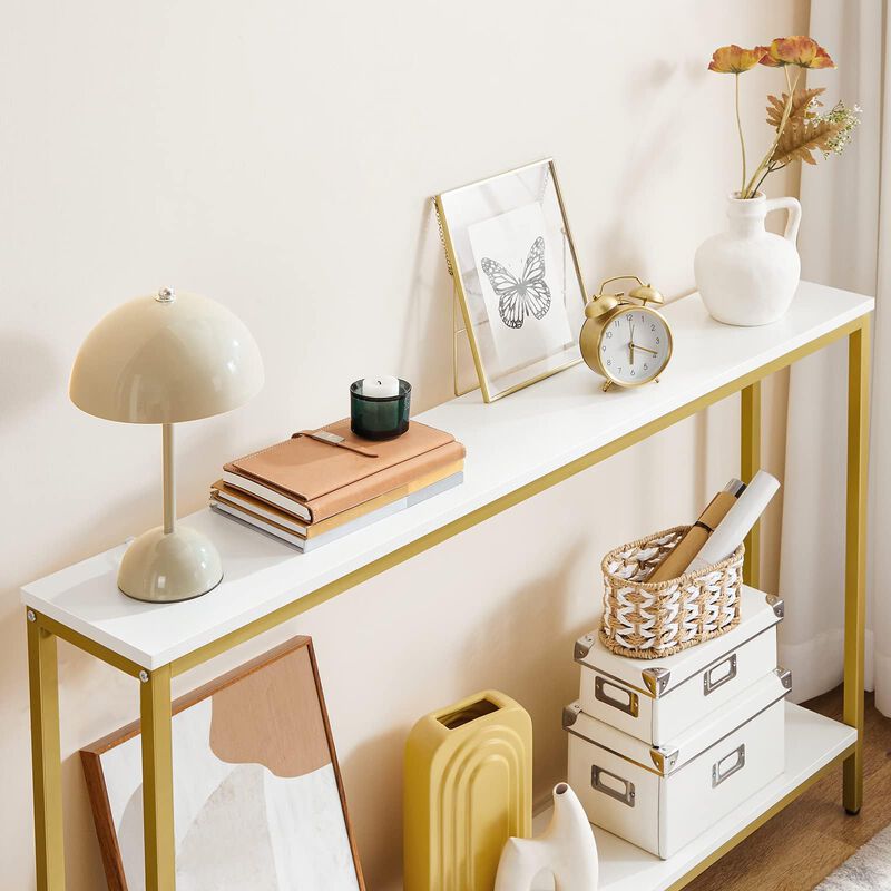 Narrow 2-Tier Entryway Console Table for Sofa Back or Hall Display-Gold image number 3