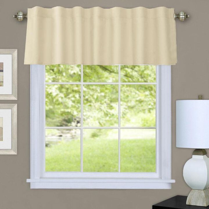 Commonwealth Thermalogic Prescott Insulated Dual Header Valance With 8 Tabs and 3" Rod Pocket - 60x16" - Ivory