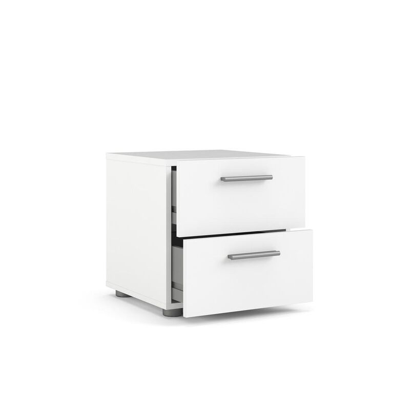 Furnifact Modern White 2 Drawer Nightstand - Stylish Bedroom Nightstand With Drawers