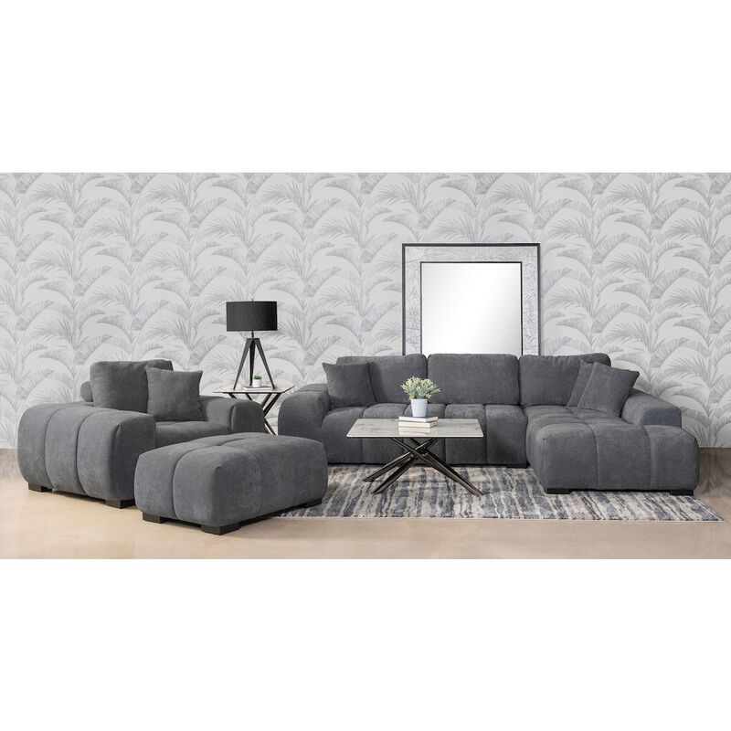 Octavia Upholstered Sectional Chaise Sofa Charcoal Grey
