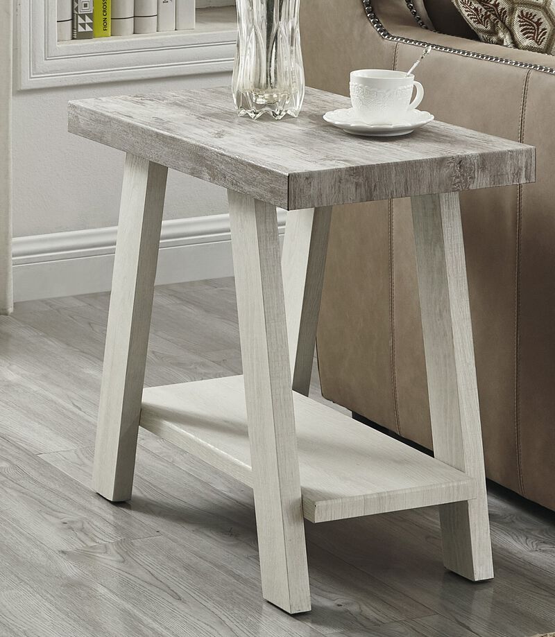 Streamdale Two-Tone Wood Shelf Side Table in Weathered Gray and Beige image number 2