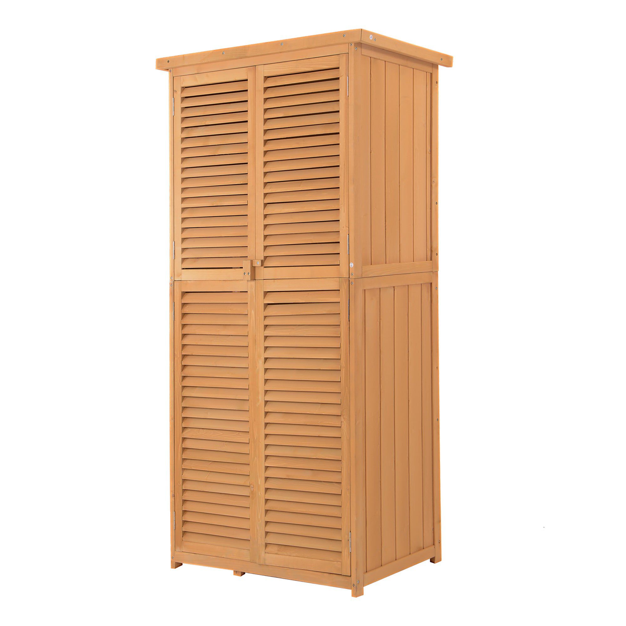 Natural Wood Storage: 3x5 ft Wooden Garden Shed with Lockable Doors