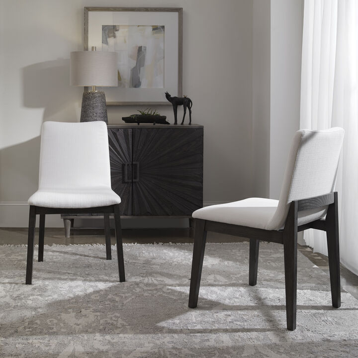 Delano White Armless Chair S/2