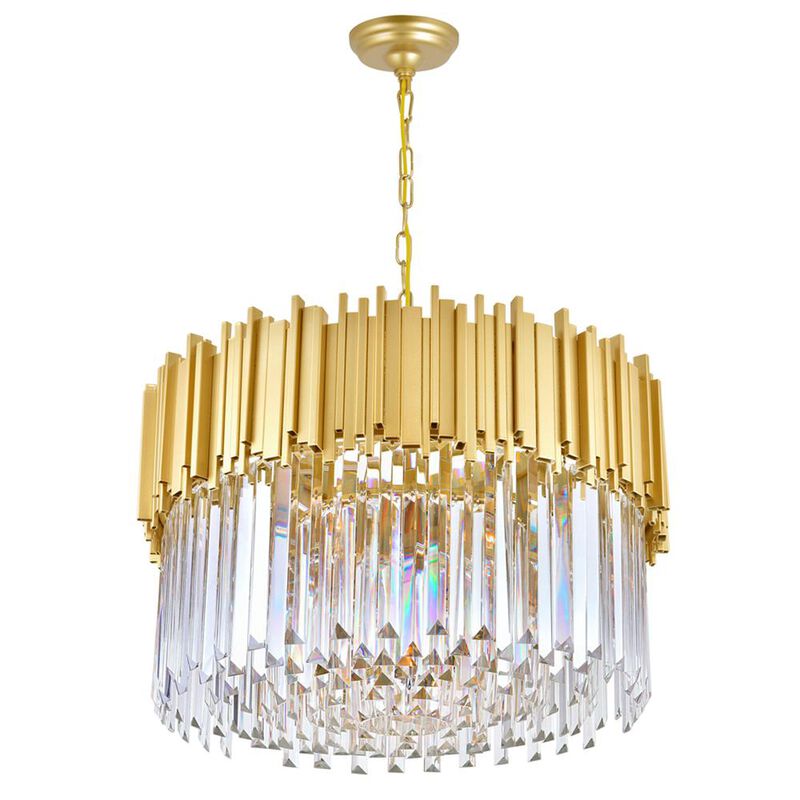CWI Lighting Deco 7 Light Down Chandelier With Medallion Gold Finish