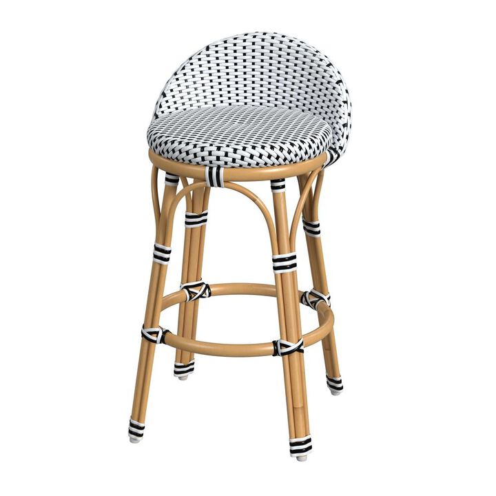 Butler Specialty Tobias 24 in. Seat Height Outdoor Rattan and Metal Low Back Counter Stool