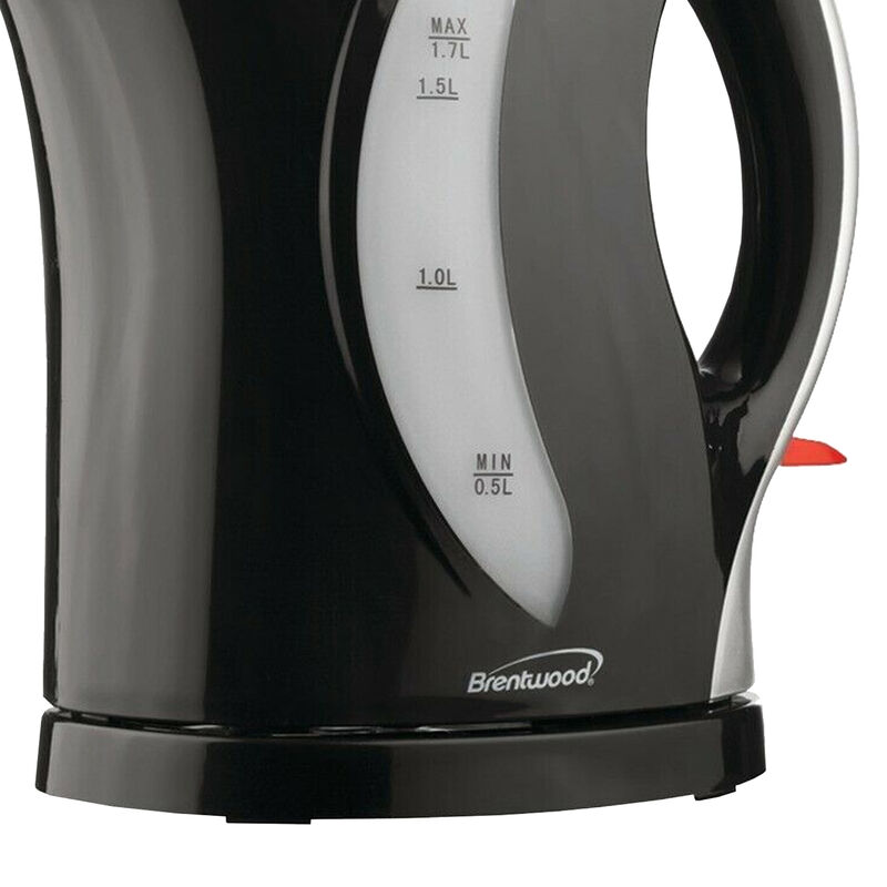 Brentwood 1.7 Liter Cordless Plastic Tea Kettle in Black with Silver Handle
