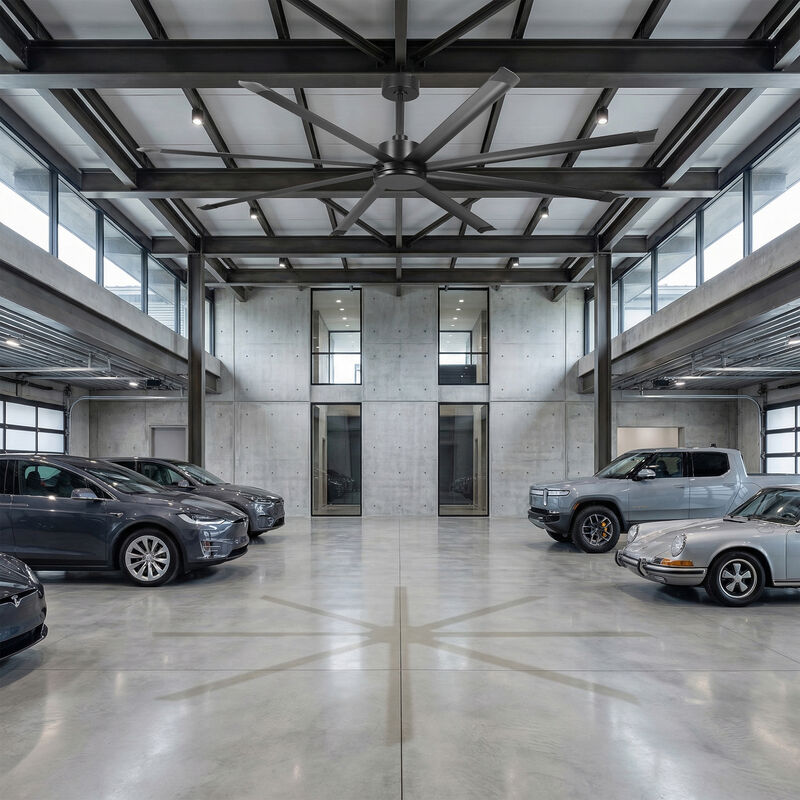 100" Oversized Industrial 8 Reversible Black Aluminum Blades Ceiling Fan with Remote for Garage, Warehouse, Porch, or Living Room image number 3