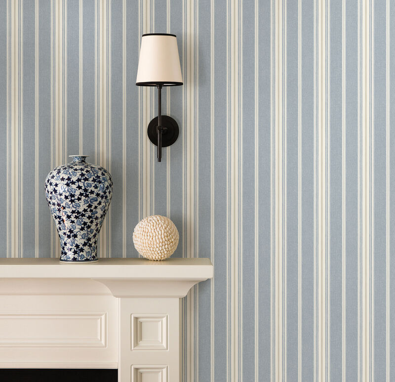 Cooper Denim Stripe Wallpaper image number 2