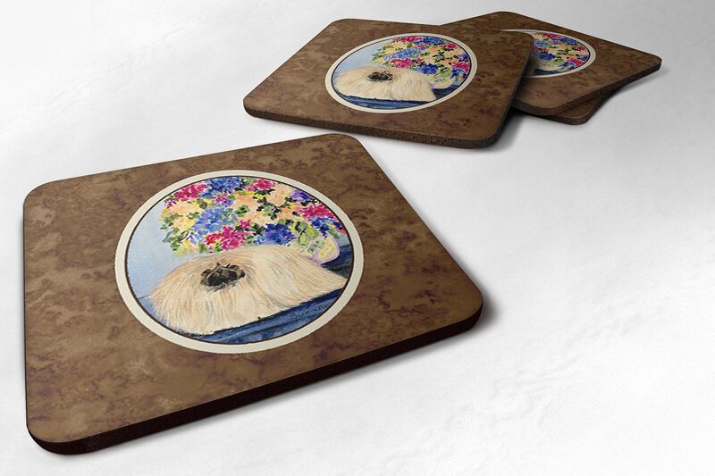 Caroline's Treasures SS8315FC Pekingese Foam Coasters (Set of 4), 3.5 H x 3.5 W, Multicolor