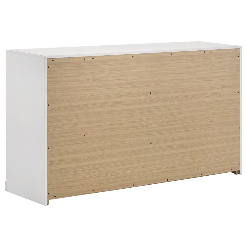 Orion Wide Dresser with 6 Drawers, Gold Handles, Glossy White Wood image number 4