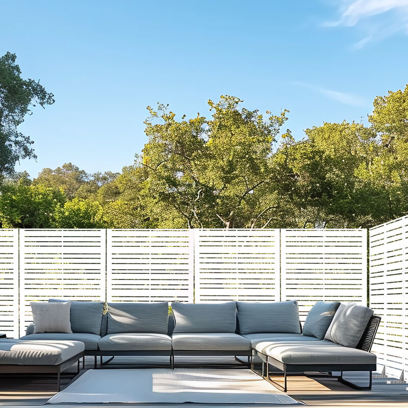 Arched Metal Outdoor Privacy Screen, Freestanding Outdoor Divider Decorative Privacy Fence