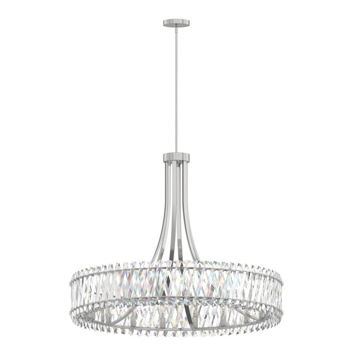 42" 18-Light Contemporary Polished Nickel Crystal Chandelier, Large Circular Ceiling Light for Living Room, Dining Room