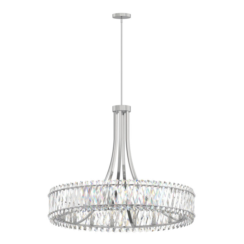 42" 18-Light Contemporary Polished Nickel Crystal Chandelier, Large Circular Ceiling Light for Living Room, Dining Room image number 0