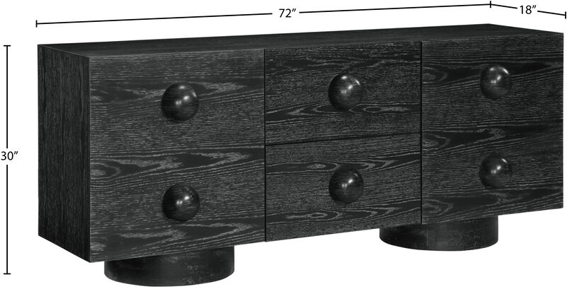Meridian Furniture Bubble Black Rubberwood with Oak Veneer Sideboard/Buffet image number 9
