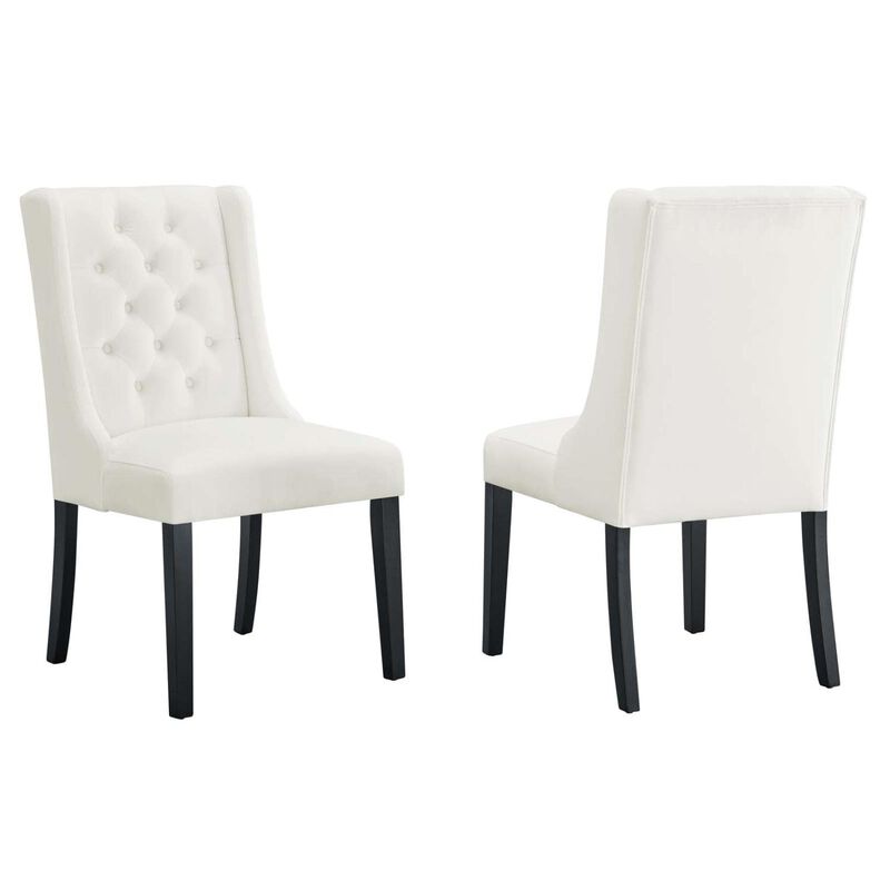 Modway Baronet Velvet Set of 2 Dining Chairs with White Finish EEI-5013-WHI image number 0