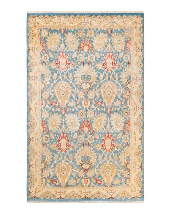 Eclectic, One-of-a-Kind Hand-Knotted Area Rug  - Light Blue, 5' 10" x 9' 9"