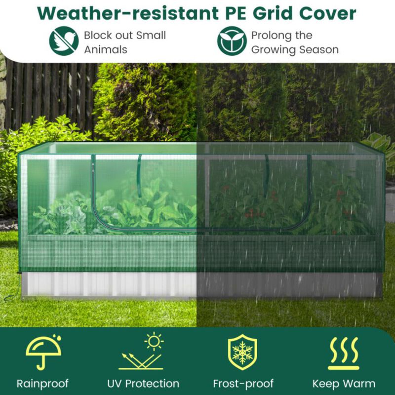 Hivvago Galvanized Raised Garden Bed with Greenhouse Cover