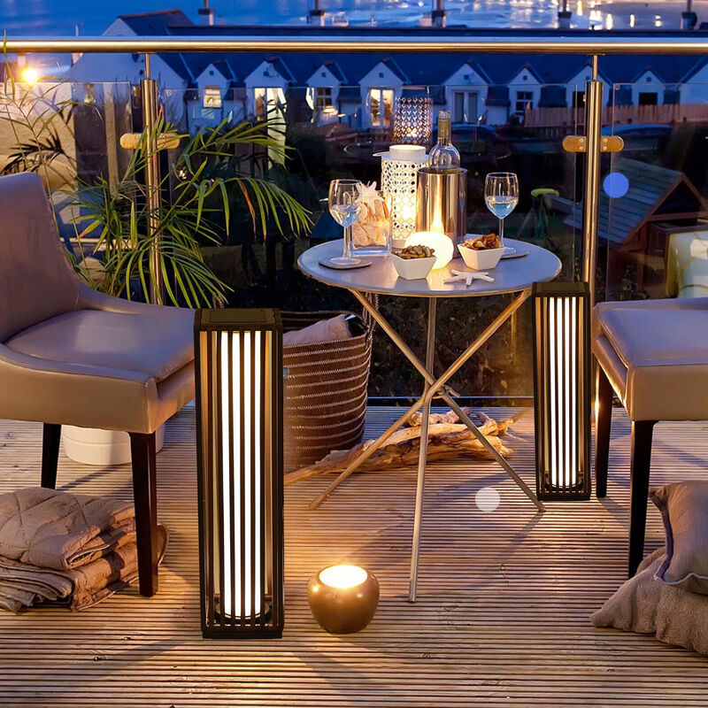 Solar Slatted Grid Path Light, Dark Brown, Warm Glow, Waterproof image number 7