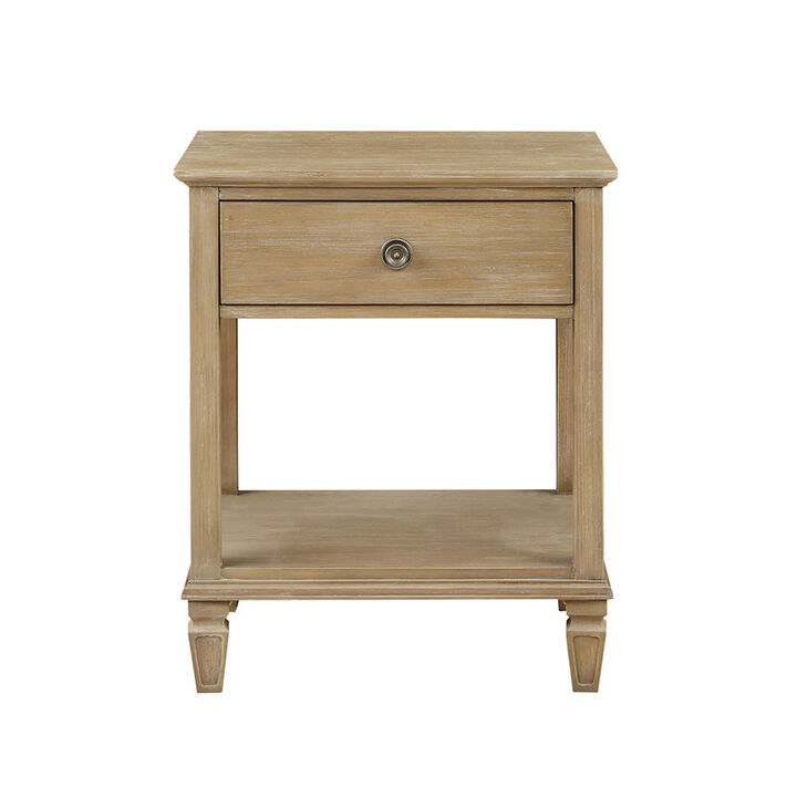 Gracie Mills Bolton Bedside Table with Drawer and Storage Shelf
