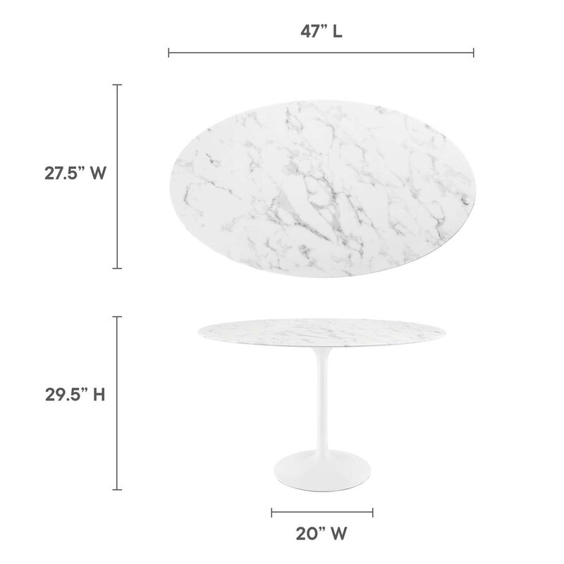 Modway - Lippa 48" Oval Artificial Marble Dining Table White