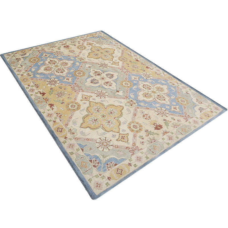 RUGSOTIC CARPETS HAND TUFTED WOOL ECO-FRIENDLY AREA RUGS  - 3'6''x5'6'', Rectangle Shape, Multicolor, Classic Oriental Traditional  Design, High Pile Thick Handmade Anti Skid Area Rugs (K0TM15)
