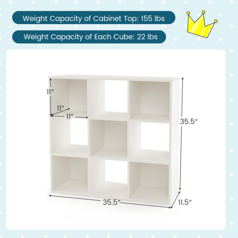 Hivvago Wooden Kids Bookcase with Storage Cubbies and Anti-toppling Devices-White