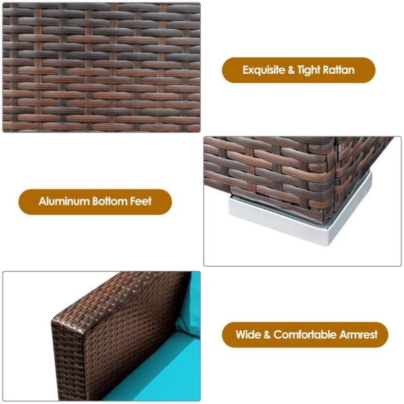 Hivvago 3 Pieces Patio Conversation Rattan Furniture Set with Cushion