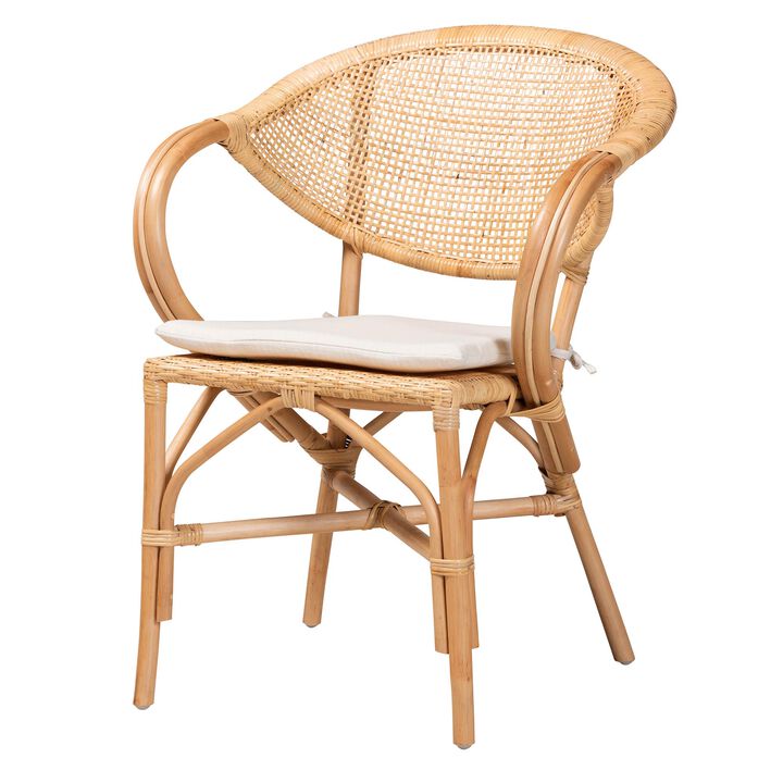 Baxton Studio Varick Modern Bohemian Natural Brown Finished Rattan Dining Chair