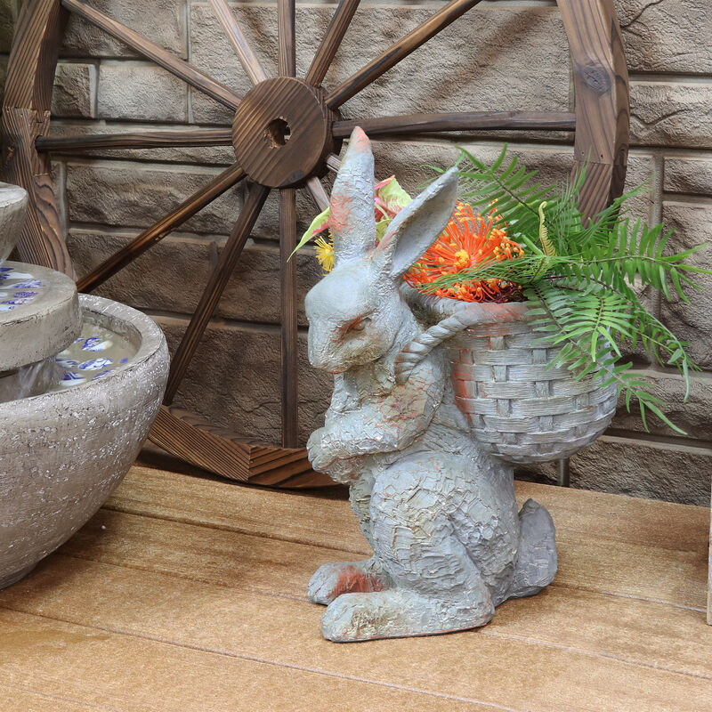 Sunnydaze Roman the Carrot Collector Indoor/Outdoor Rabbit Statue - 17 in image number 2