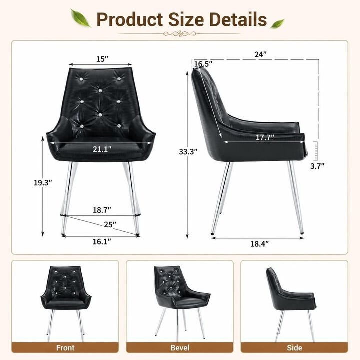 GOODSILO Crocodile Pattern Tufted Accent Chair with High Resilience Cushion Metal Legs for Dining Room Living Room Office, Set of 2