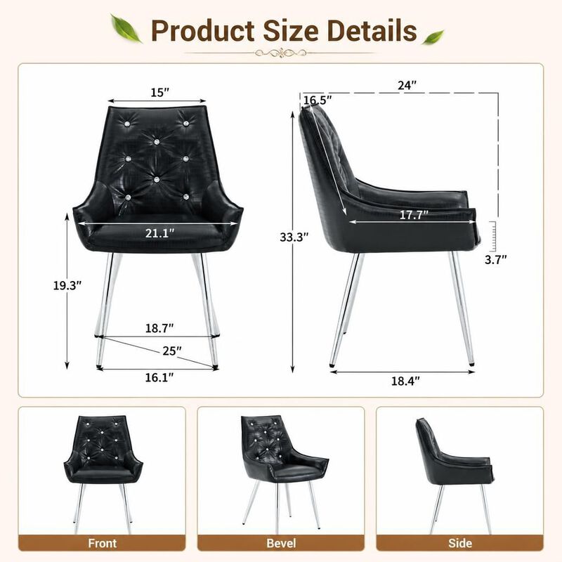GOODSILO Crocodile Pattern Tufted Accent Chair with High Resilience Cushion Metal Legs for Dining Room Living Room Office, Set of 2 image number 1