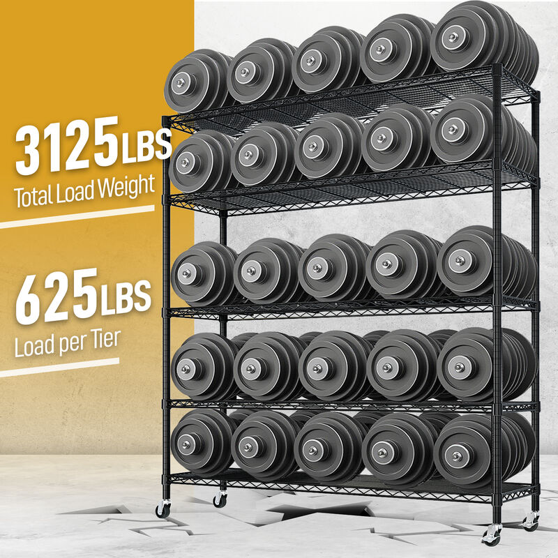 Heavy-Duty Wire Storage Shelves with Wheels, Adjustable Metal Garage or Pantry Rack