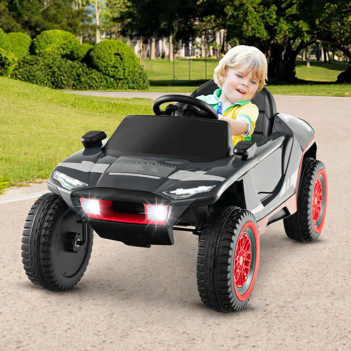 Electric Ride On Car for Kids with Remote Control Racing Design-Grey