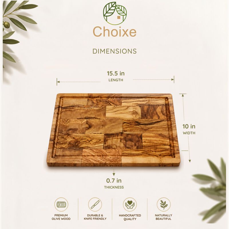 Multi-Purpose Large Olive Wood Serving and Cutting Board &ndash;Charcuterie Platter & Carving Board image number 2