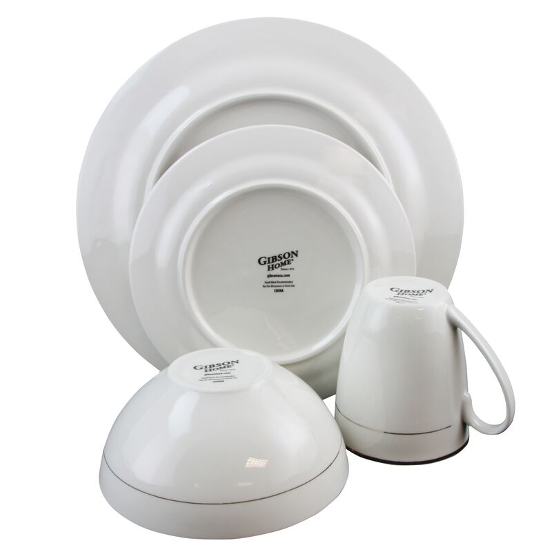 Gibson Home Palladine 16 Piece Dinnerware Double Gold Banded Set