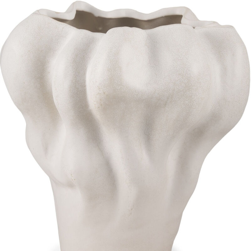 HomeRoots 12" Cream Abstract Sculptural Ceramic Table Vase image number 2