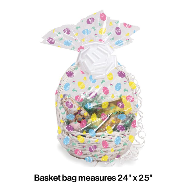 Club Pack of 12 White and Pink Easter Egg Baskets 25"