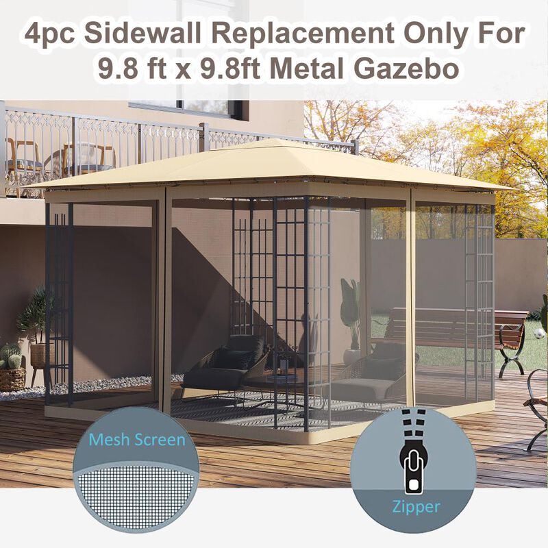 Hivvago 10x10 Canopy Tent Mesh Sidewall with Zipper image number 3