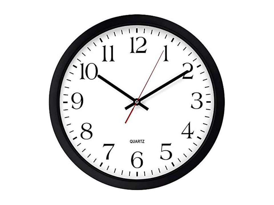 Black Business Wall Clock 16 Inch Silent Non Ticking Easy Read Battery Operated