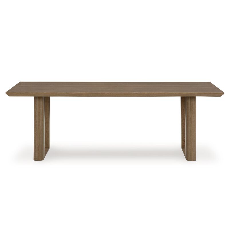 Baily Outdoor Dining Table with Umbrella Hole, 84 Inch Brown Metal - Benzara